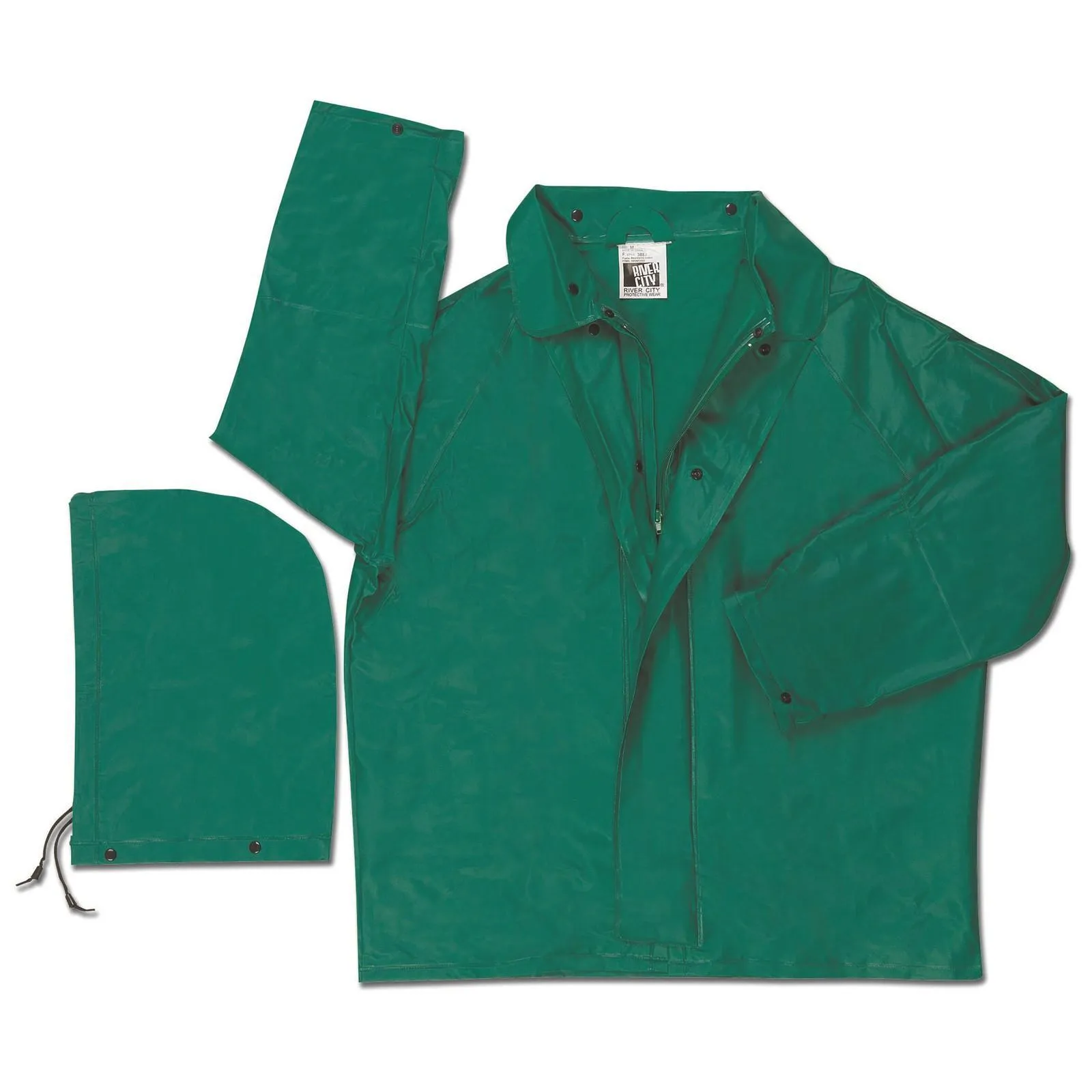 388JX3 MCR Dominator Flame Resistant,.42mm,PVC/nylon/PVC,Jacket,W/Detach Hood,Green