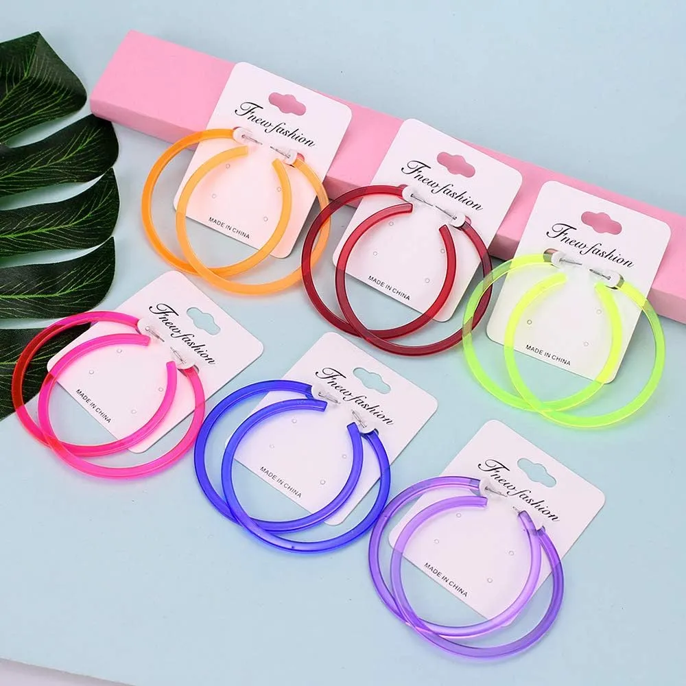 80's 90's Neon Lime Green Hoop Earrings for Women Y2k Jewelry Gift