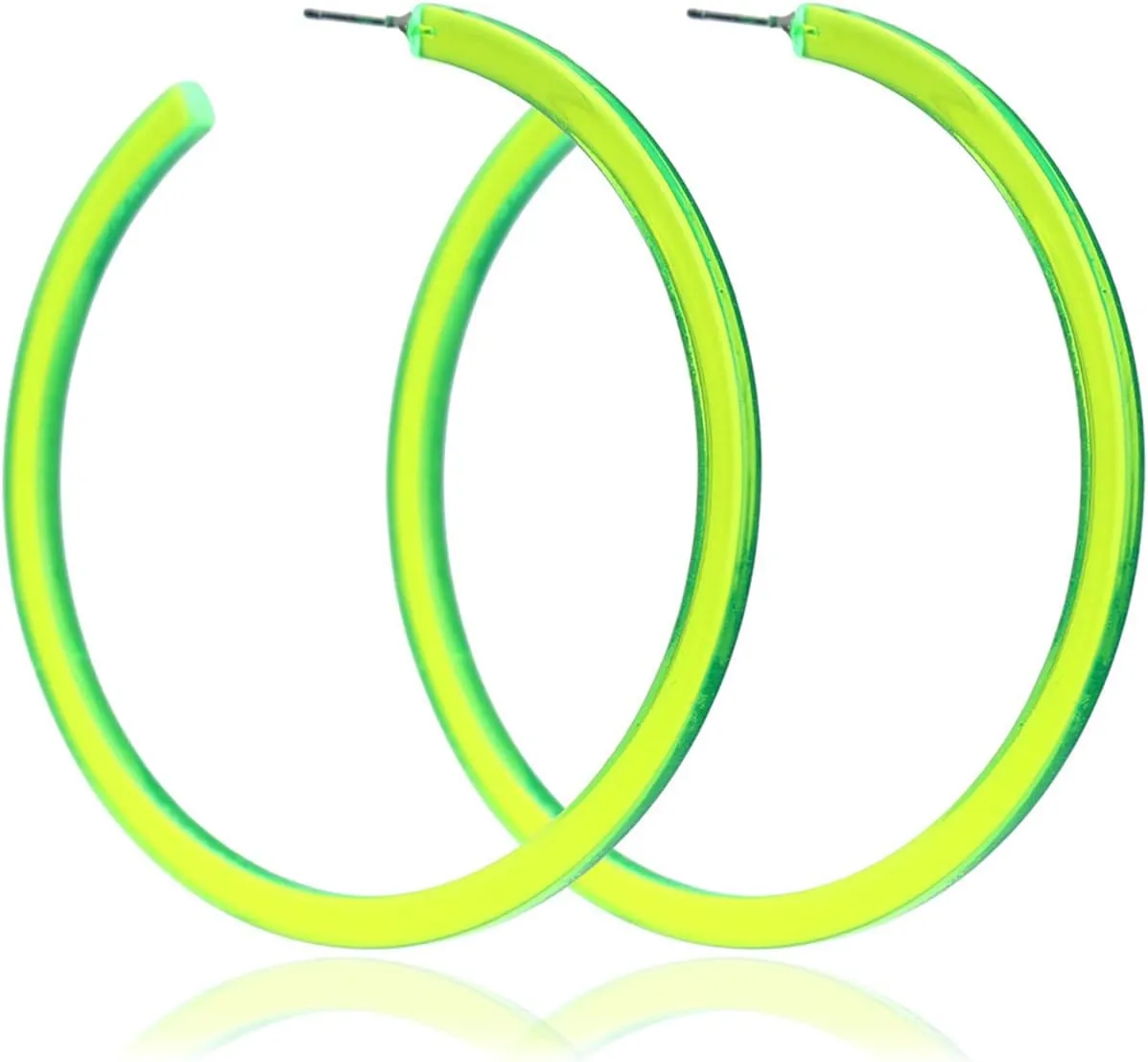 80's 90's Neon Lime Green Hoop Earrings for Women Y2k Jewelry Gift