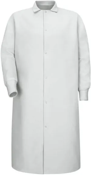 Averill's Sharper Uniforms Your Neighborhood Uniform Store Gripper Front Polyester Pocketless Butcher Coat with Knit Cuffs