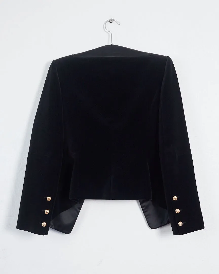Balmain velvet crop blazer, black, 14