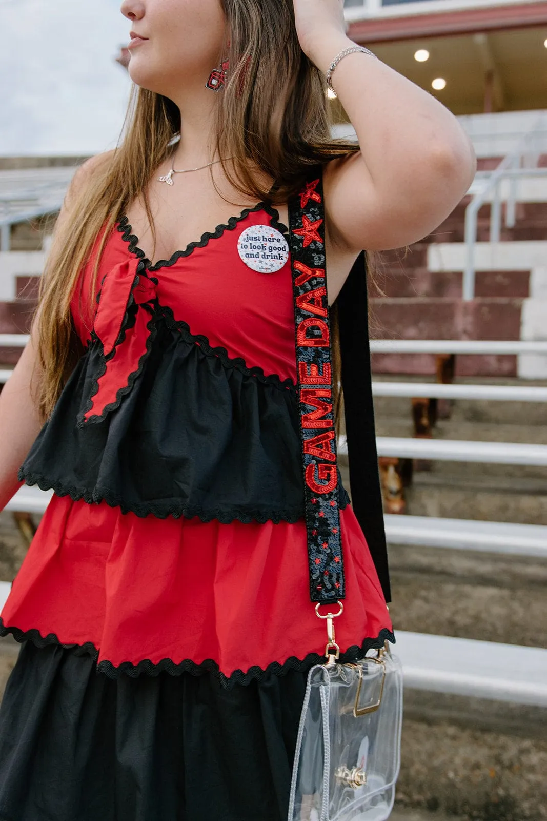 Black & Red Sequin Gameday Bag Strap