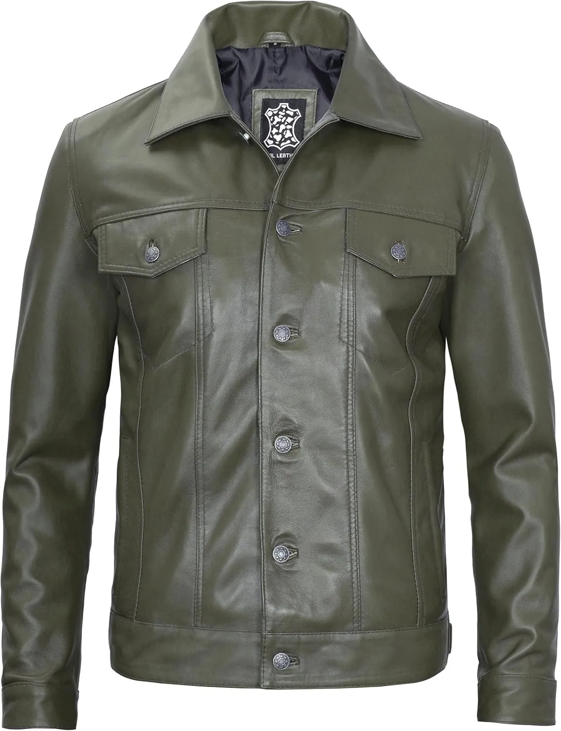Decrum Leather Jacket For Men - Real Lambskin Vintage Trucker Mens Leather Jackets