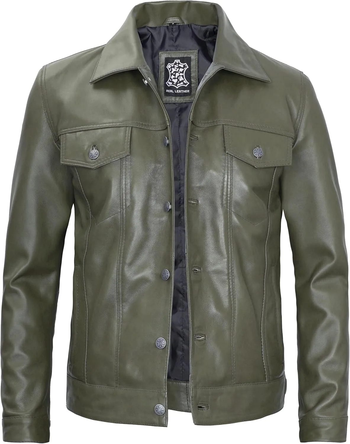 Decrum Leather Jacket For Men - Real Lambskin Vintage Trucker Mens Leather Jackets
