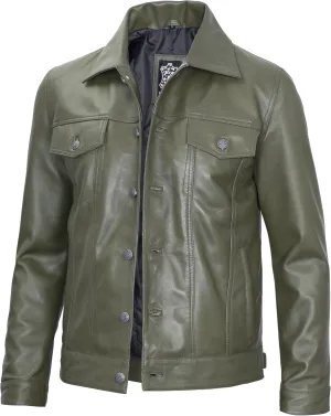 Decrum Leather Jacket For Men - Real Lambskin Vintage Trucker Mens Leather Jackets