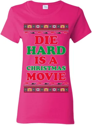 Die Hard is a Christmas Movie Classic McClane Nakatomi Ugly Christmas Womens Graphic T-Shirt