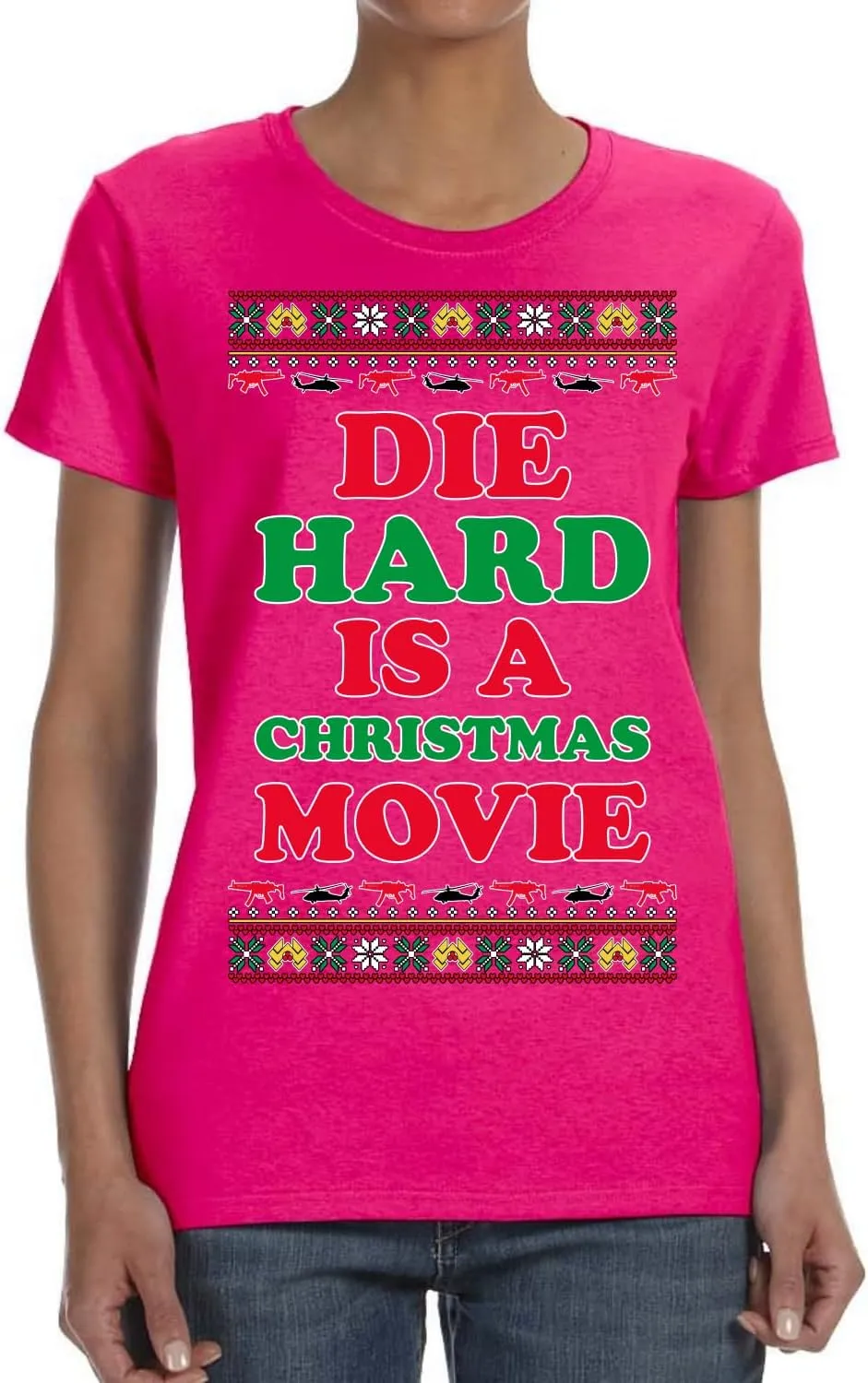 Die Hard is a Christmas Movie Classic McClane Nakatomi Ugly Christmas Womens Graphic T-Shirt