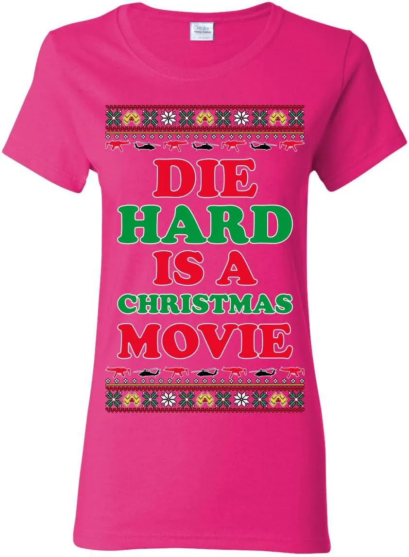Die Hard is a Christmas Movie Classic McClane Nakatomi Ugly Christmas Womens Graphic T-Shirt