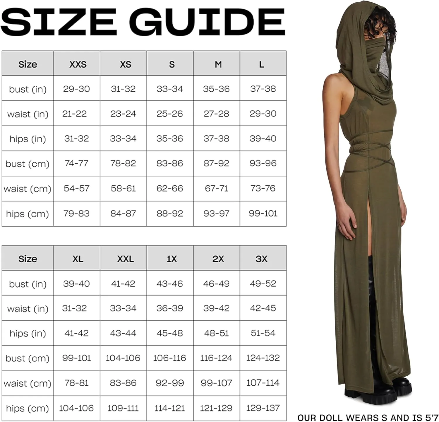 Dolls Kill Echo Hooded Slit Maxi Dress by Darker WAVS - Semi-Sheer Marled Jersey Dress with Draped Hood for Edgy Fashion - Green, X-Large