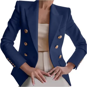 Elegant Business Office Work Blazer for Women Ladies Solid Button Suit Jacket Long Sleeve Slim Fit Formal Coat