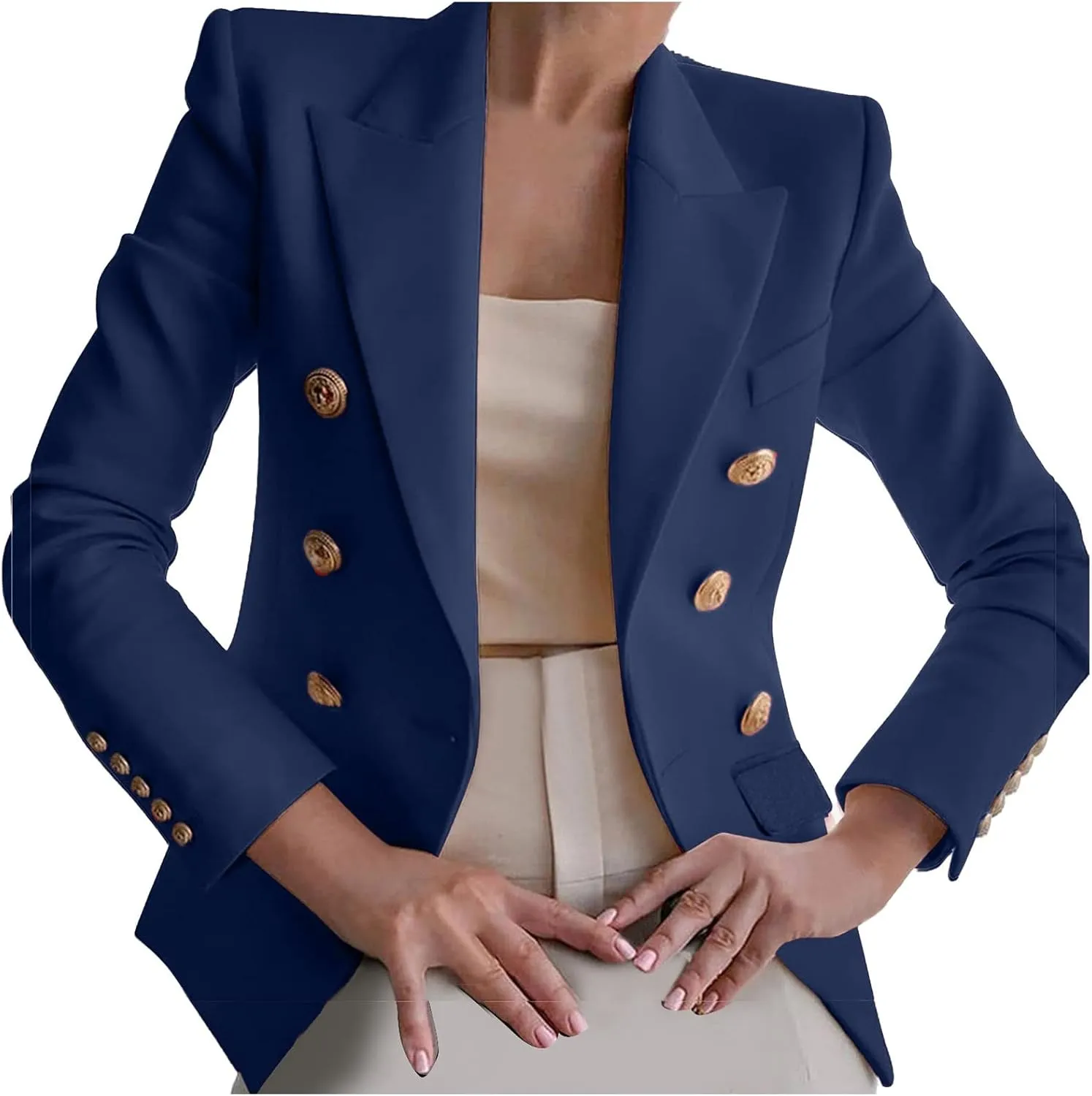 Elegant Business Office Work Blazer for Women Ladies Solid Button Suit Jacket Long Sleeve Slim Fit Formal Coat
