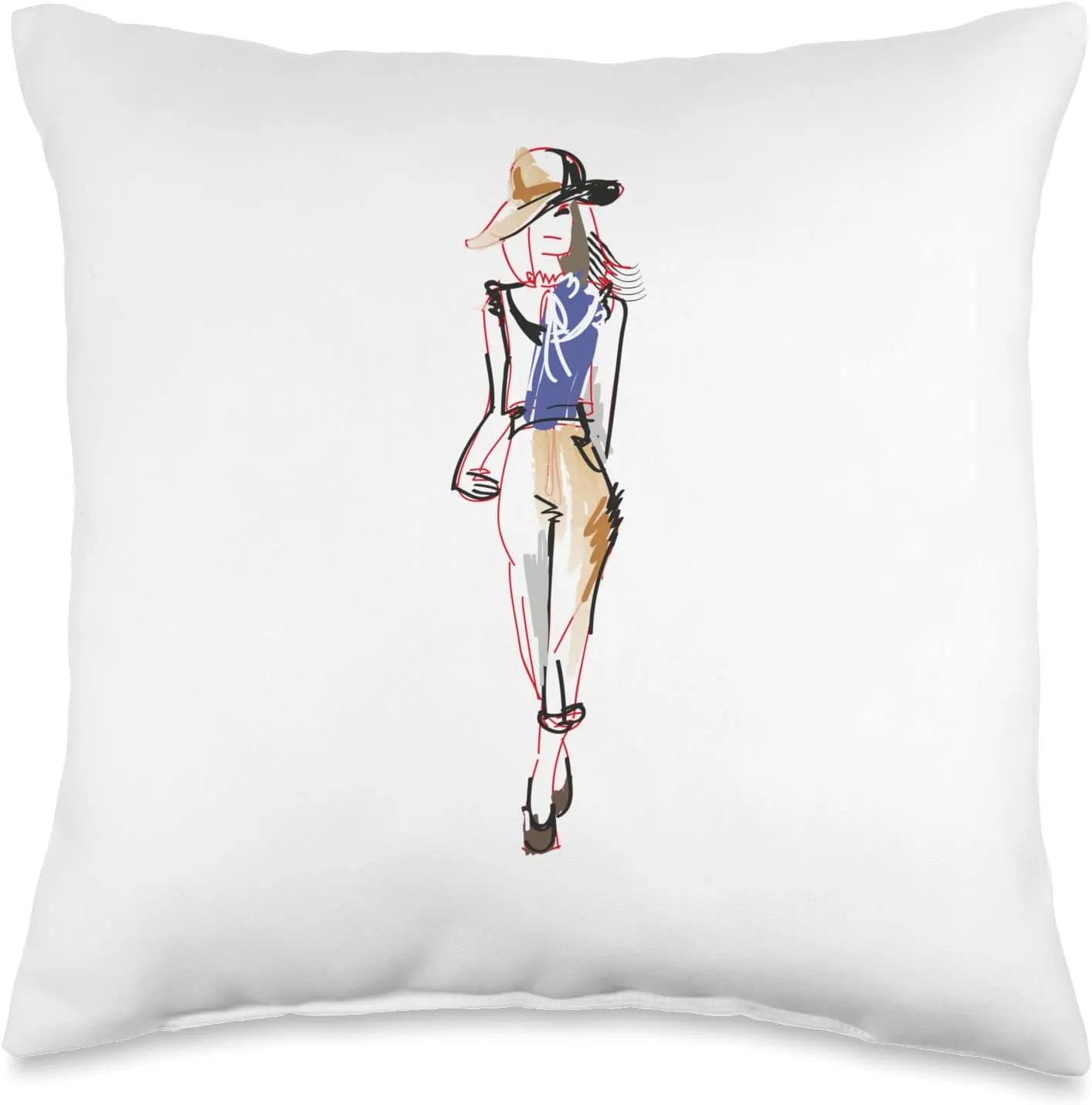Fashion Hand painted silhouette design Graphic Tee T-Shirt Throw Pillow