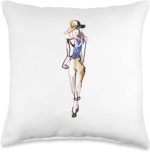 Fashion Hand painted silhouette design Graphic Tee T-Shirt Throw Pillow