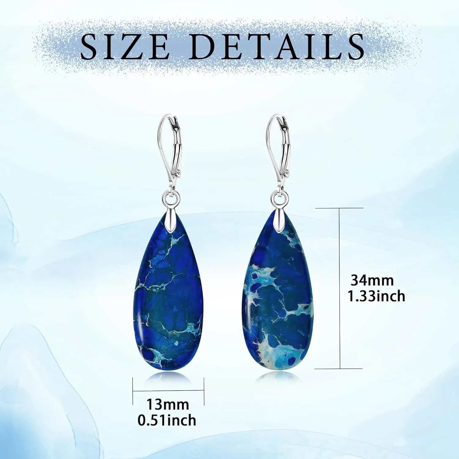Green/Red/Blue/Colourful Stone Dangle Earrings for Women Teardrop Leverback Earrings