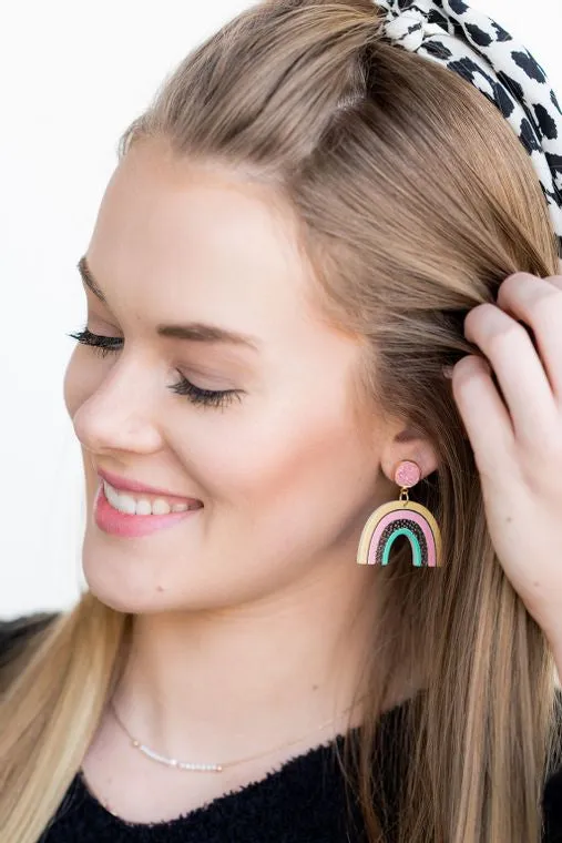 Happy Day Rainbow - Classic Colors / Druzy   Acrylic Earrings