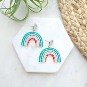 Happy Day Rainbow - Classic Colors / Druzy   Acrylic Earrings