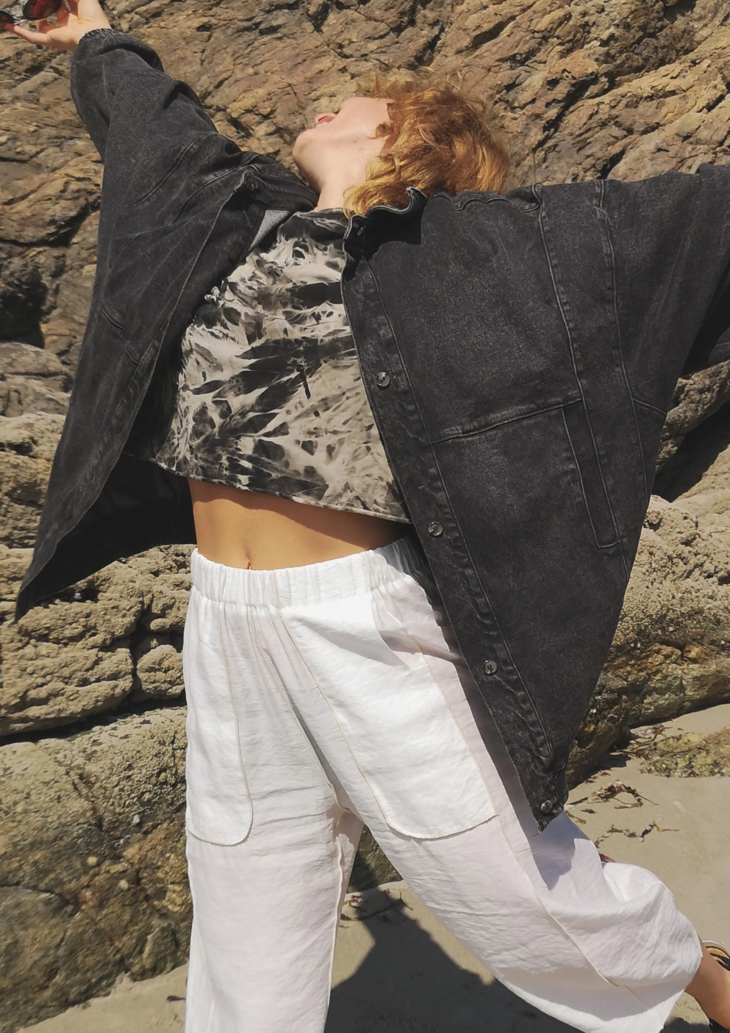 JACKET OVERSIZED - DENIM washed black