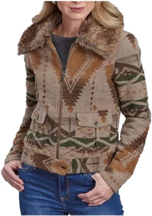 KARMAN INC Women's Brown Southwestern Plaid Trench Coat L