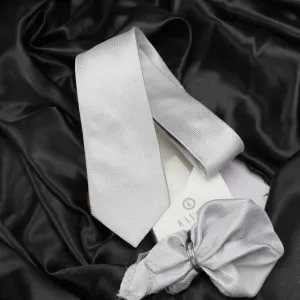 Kovove Grey Checkered Necktie and Pocket Square Gift Box