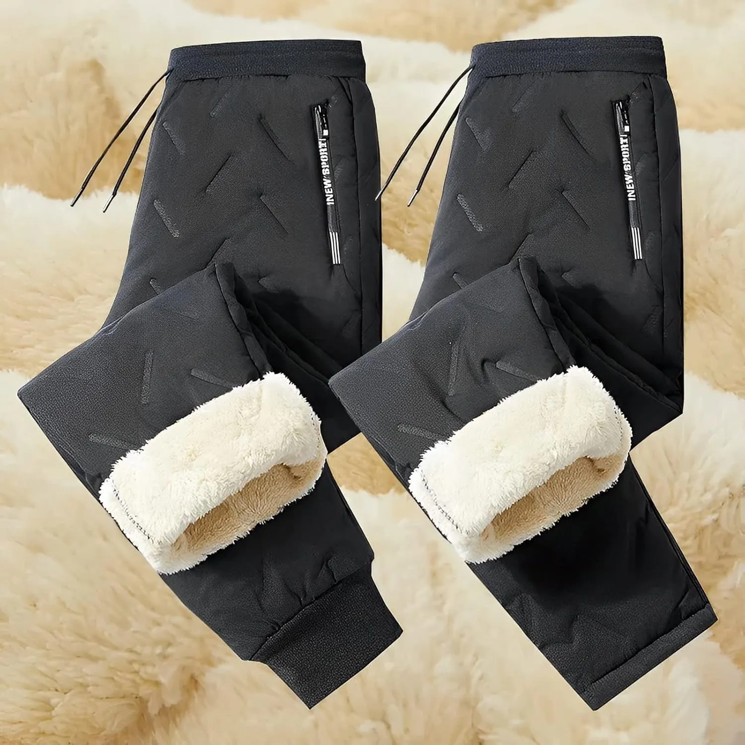 LELEBEAR Unisex Fleece Jogging Pants, Men's Thermal Fleece Jogger, Sherpa Lined Sweatpants, Winter Warm Thick Track Pants