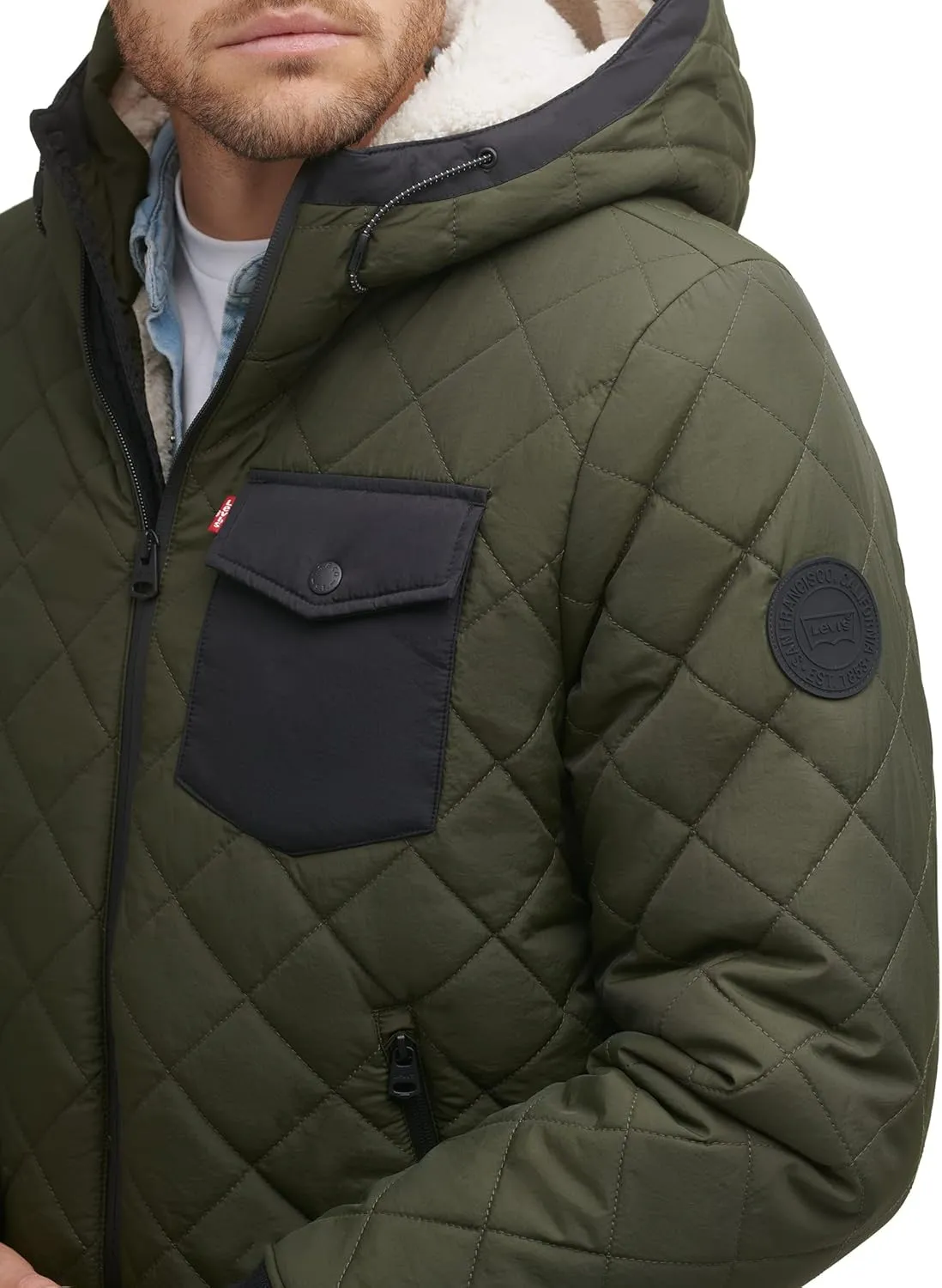 Levi's Men's Diamond Quilted Sherpa Lined Bomber Jacket