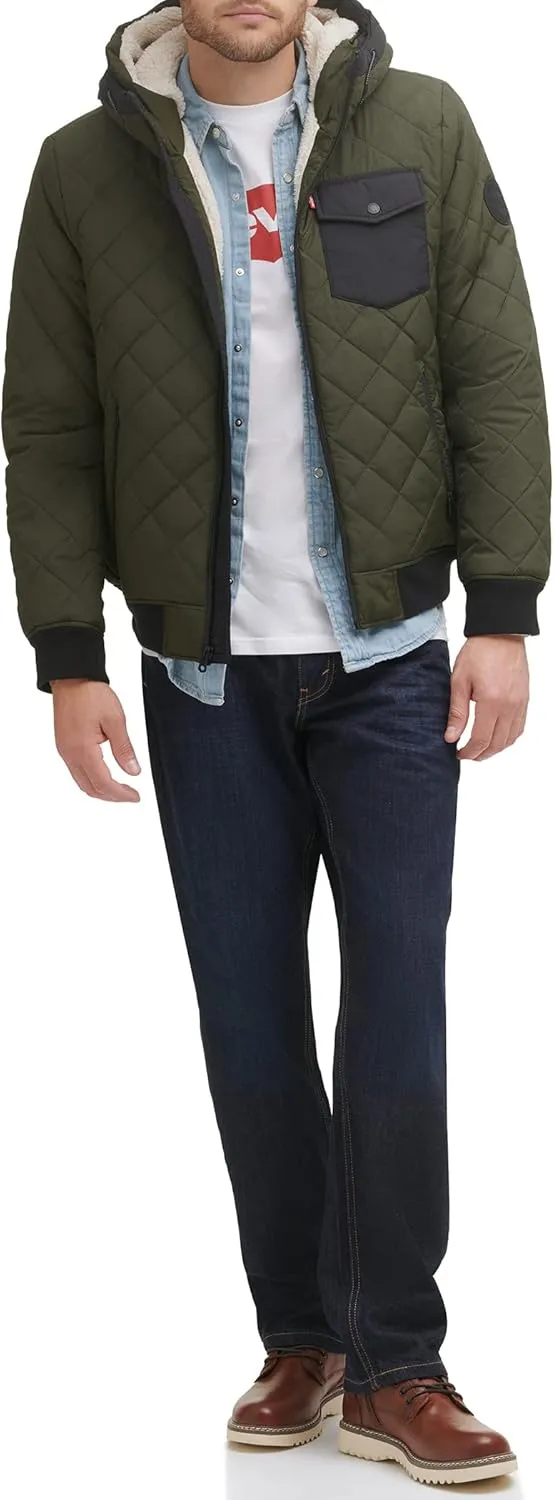 Levi's Men's Diamond Quilted Sherpa Lined Bomber Jacket