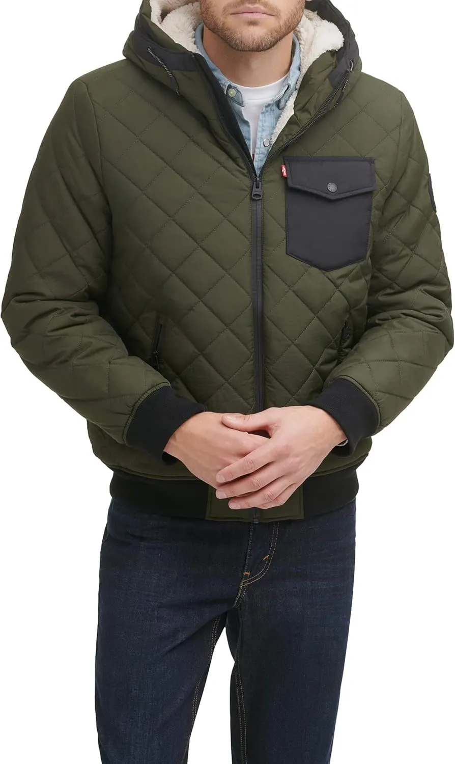 Levi's Men's Diamond Quilted Sherpa Lined Bomber Jacket