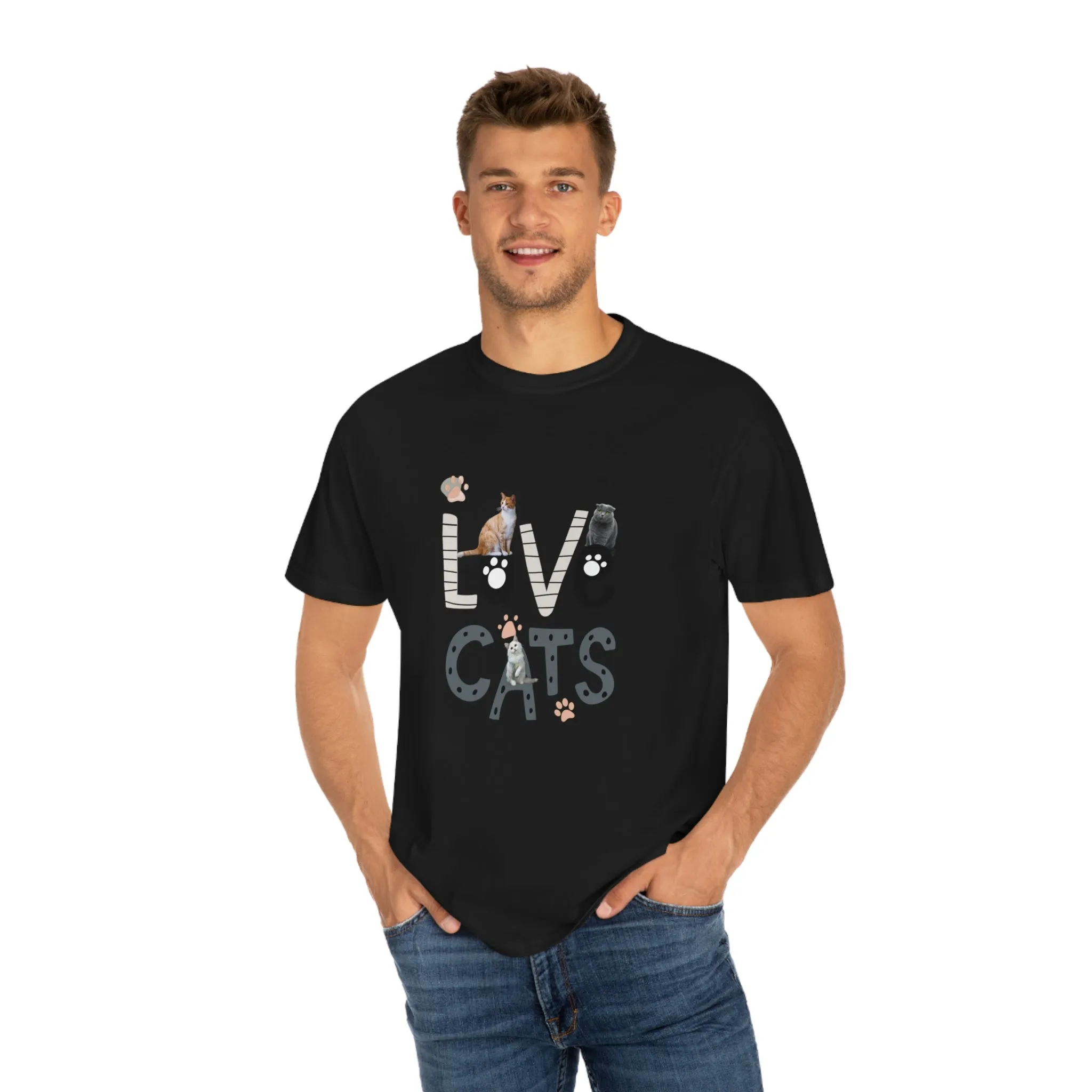 Love Cats POD Unisex Garment-Dyed T-shirt
