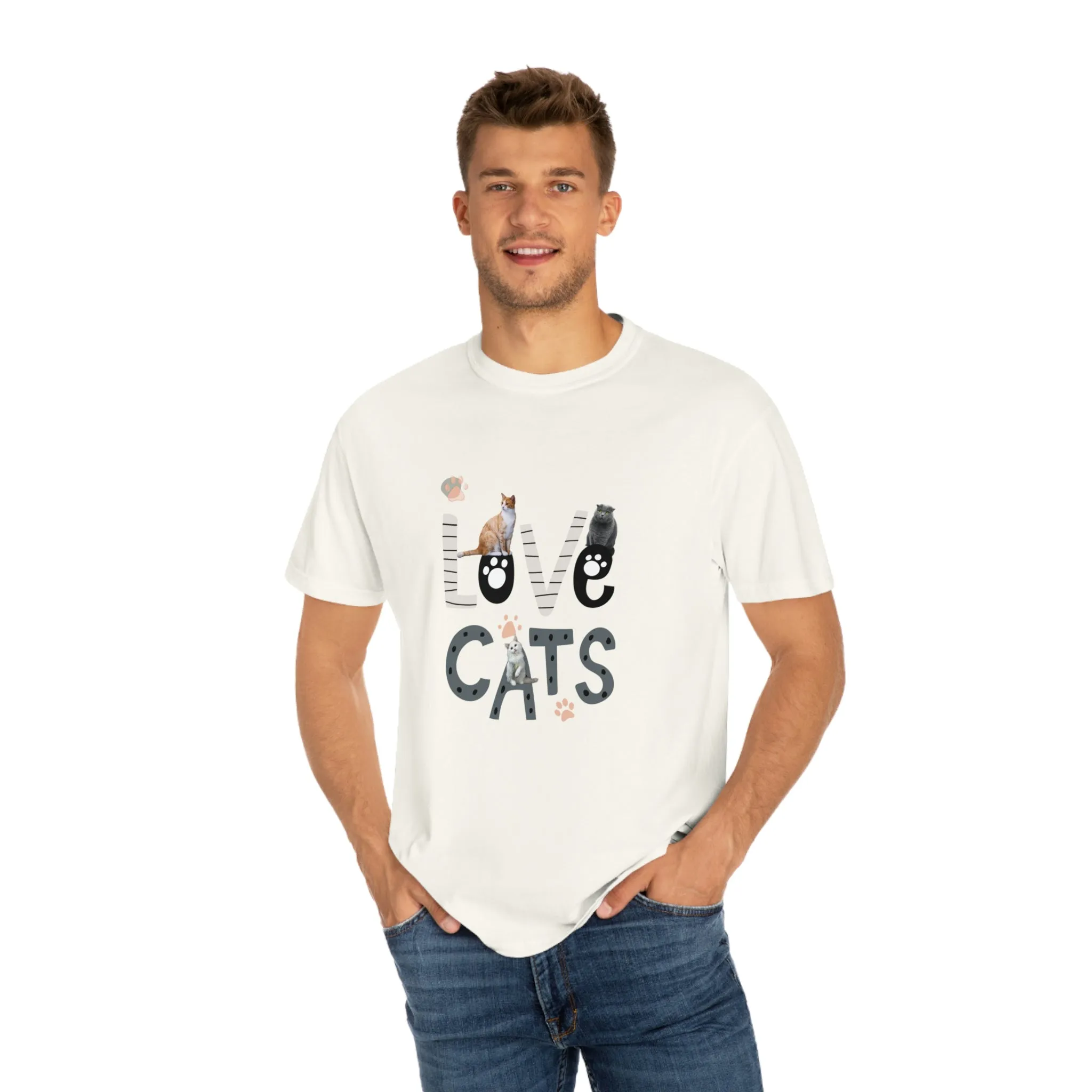 Love Cats POD Unisex Garment-Dyed T-shirt