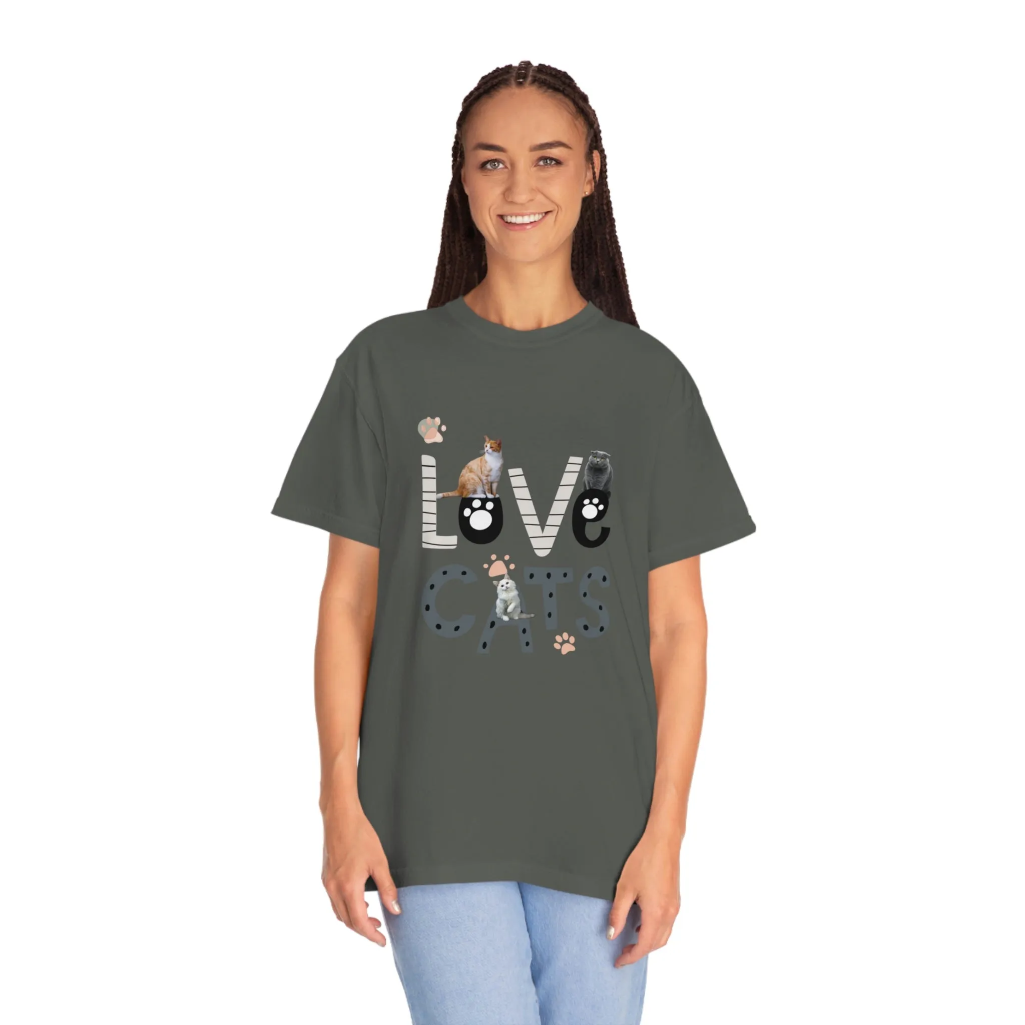 Love Cats POD Unisex Garment-Dyed T-shirt