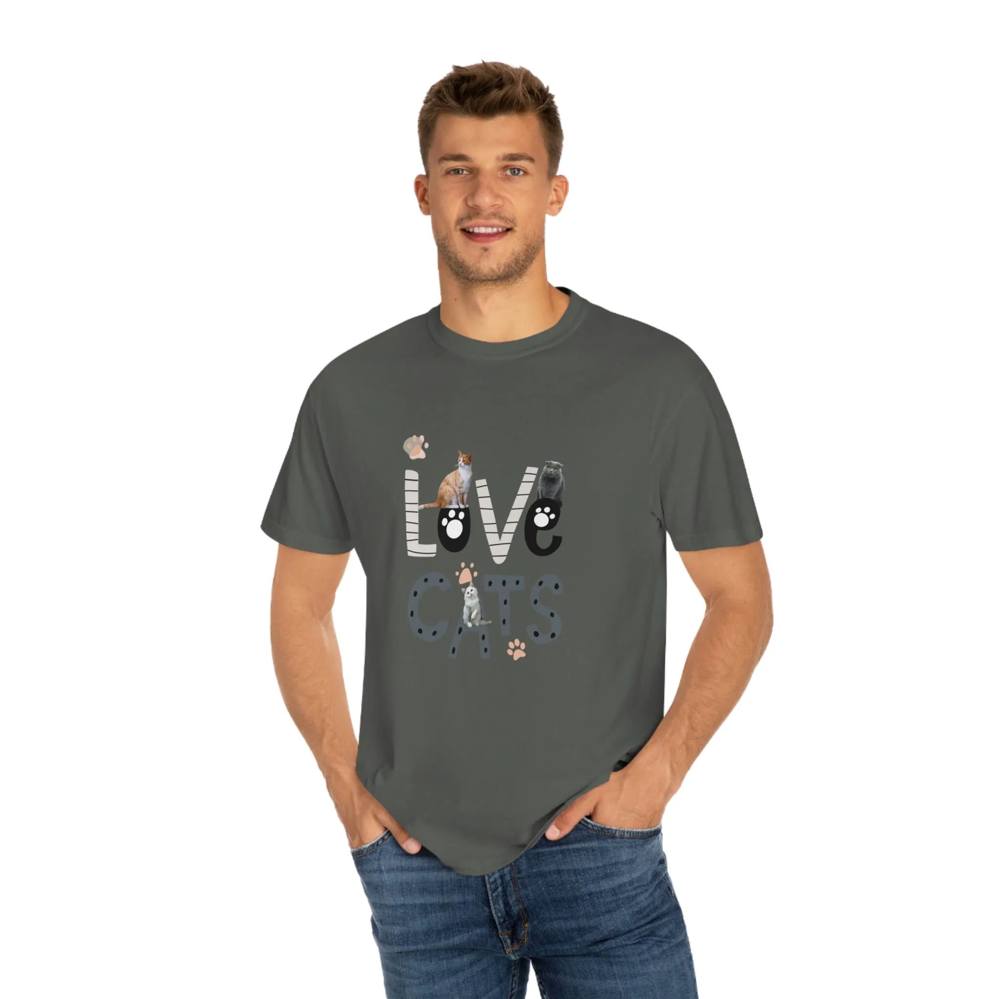 Love Cats POD Unisex Garment-Dyed T-shirt
