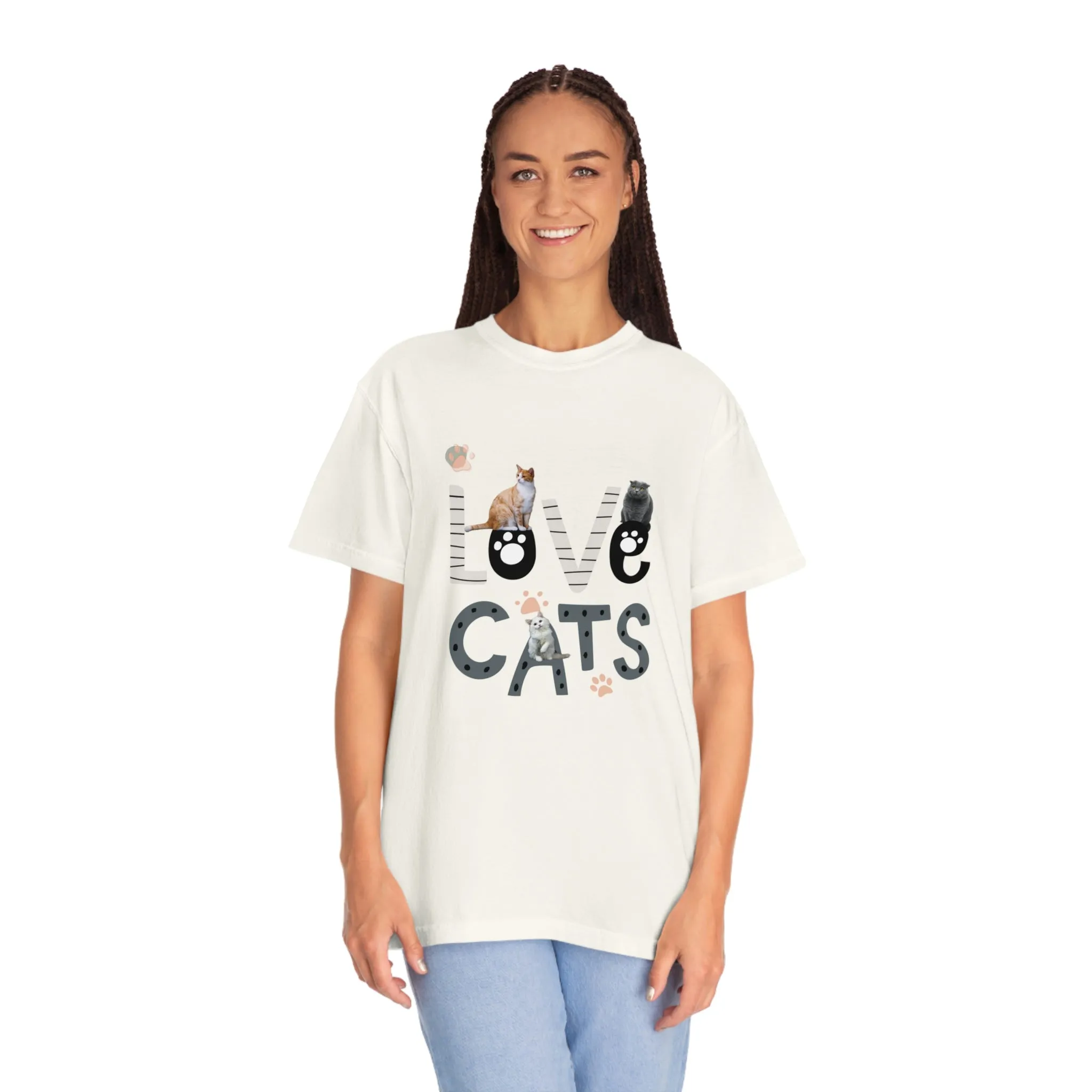 Love Cats POD Unisex Garment-Dyed T-shirt