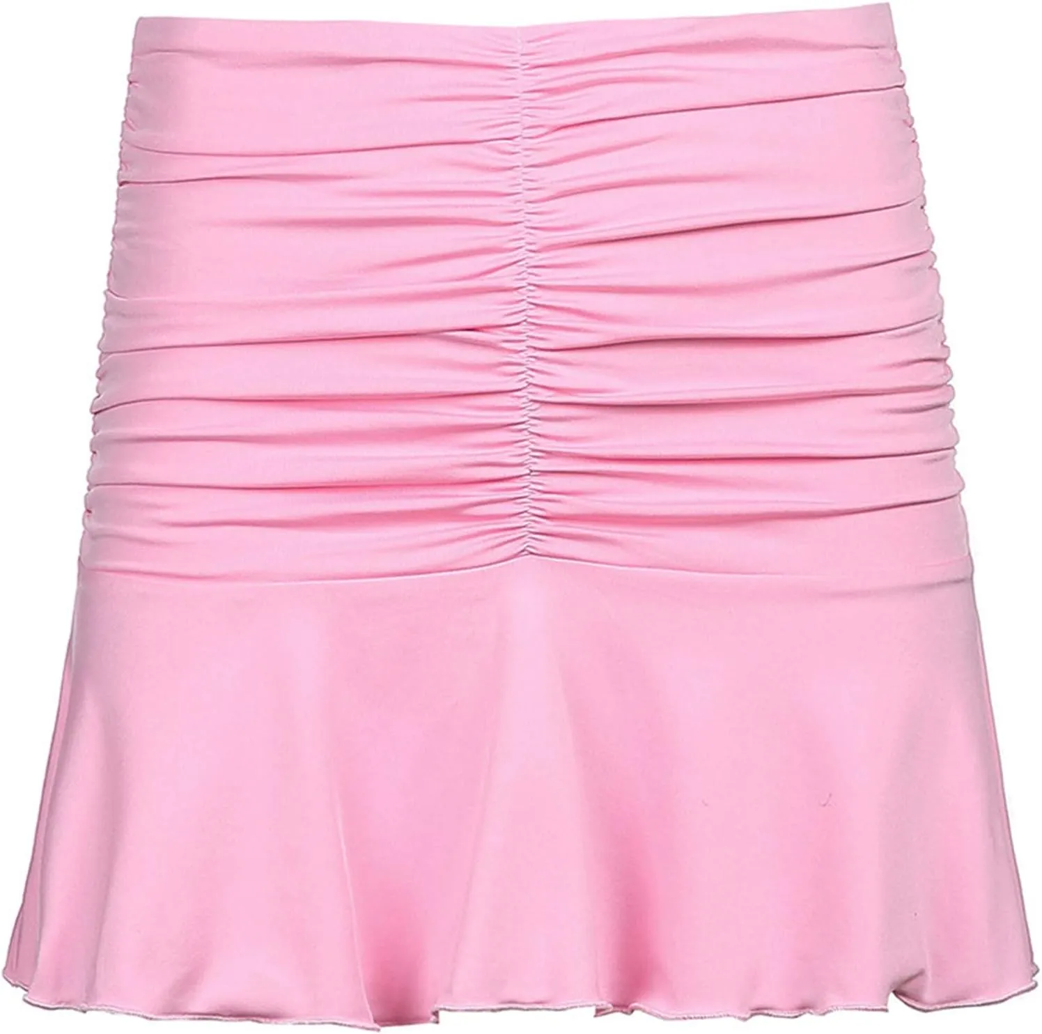 Meiweileya Women Ruched Ruffle Skirt Solid Stretch Pleated Sexy Mini Skirt Tennis Skirt for Girls