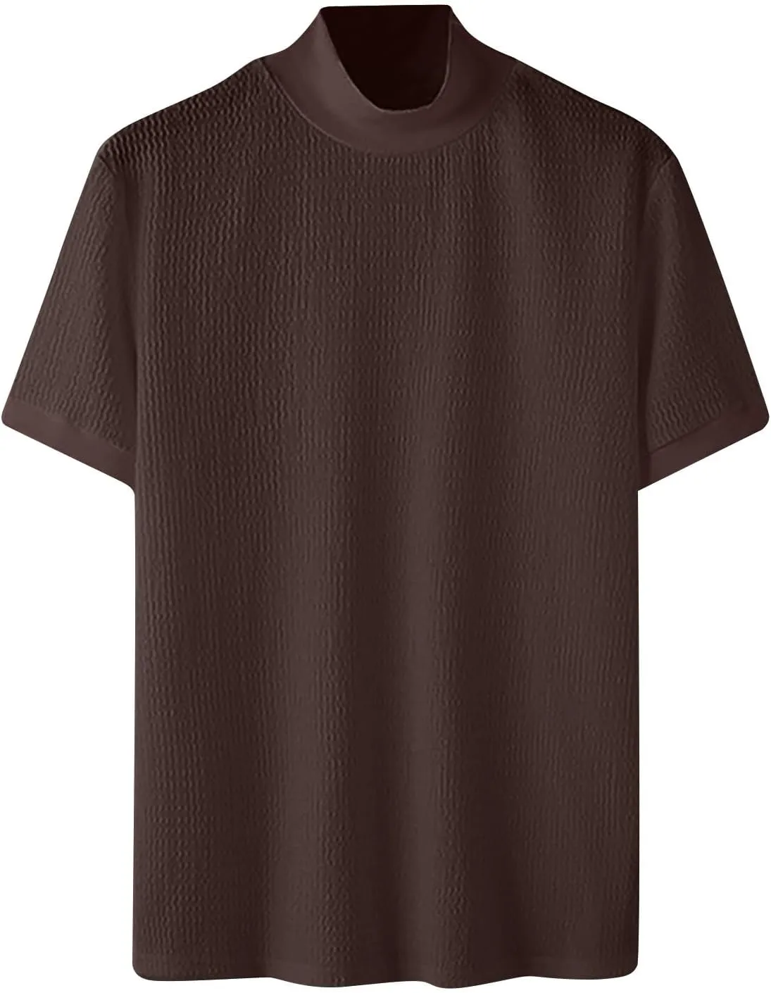 Men Mock Turtleneck Tshirt Ribbed High Collar Short Sleeve Pullover Tops Spring Summer Basic Fitted Muscle Undershirt