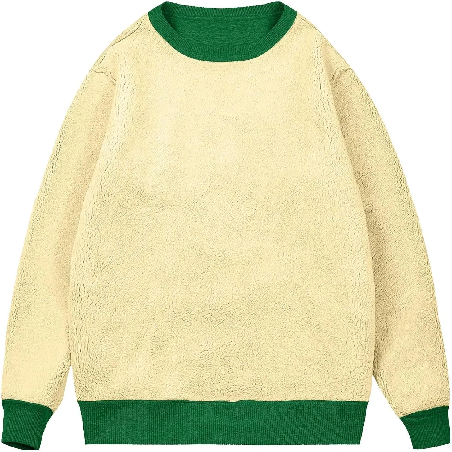 Men's Crewneck Warm Sherpa Lined Sweatshirts Basic Winter Fleece Thick Pullover Tops