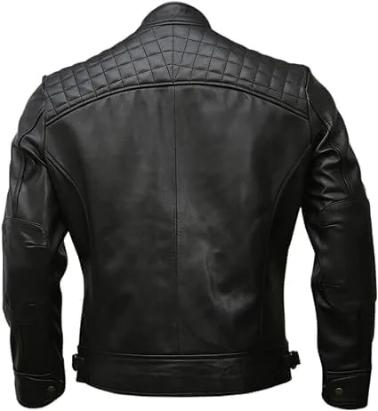 Mens Genuine Leather Biker Jacket Black | Vintage Brown Distressed Lambskin Motorcycle Jackets for Men