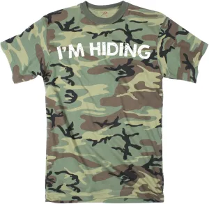 Mens Im Hiding Camo T Shirt Funny Sarcastic Military Hunting Novelty Dad Joke