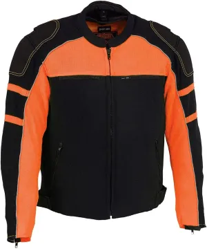 Milwaukee Leather MPM1791 Men's Black and Neon Green Armored Textile Motorcycle Riding Jacket