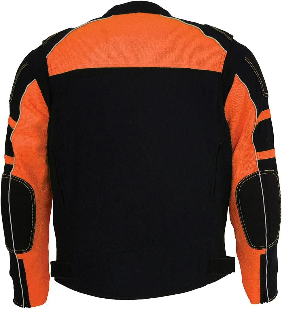 Milwaukee Leather MPM1791 Men's Black and Neon Green Armored Textile Motorcycle Riding Jacket