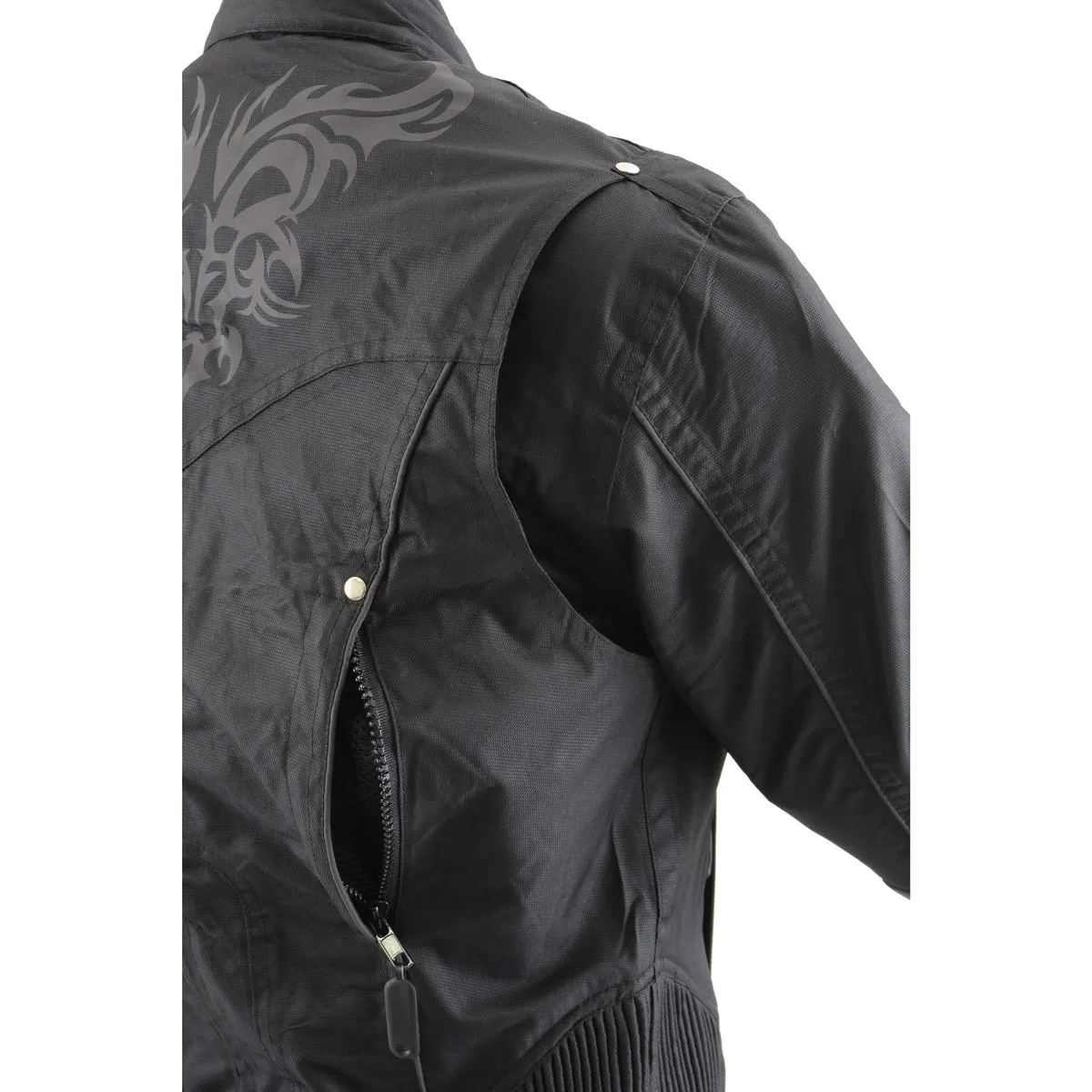 Milwaukee Leather SH2366 Women's'Reflective Tribal' Black Armored Motorcycle Textile Jacket