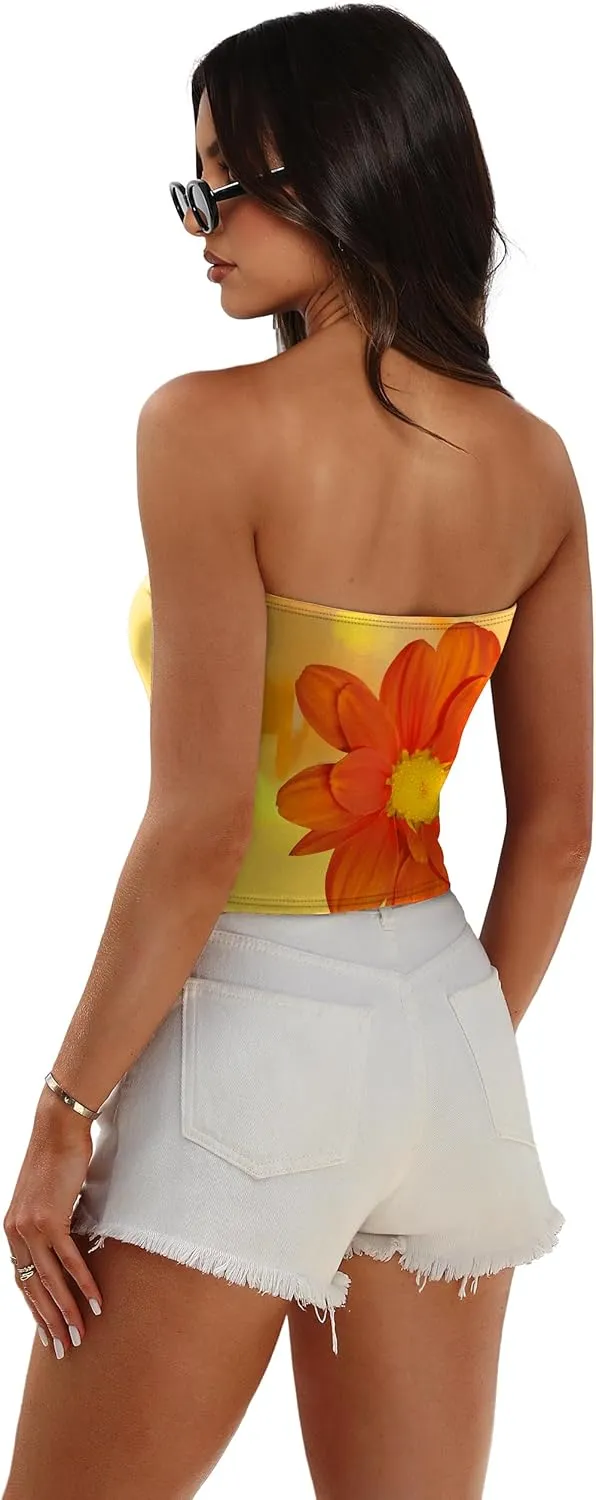 OFEEFAN Tube Tops for Women Floral Printed Summer Beach Vacation Outfits 2025 Ttrendy Fashion