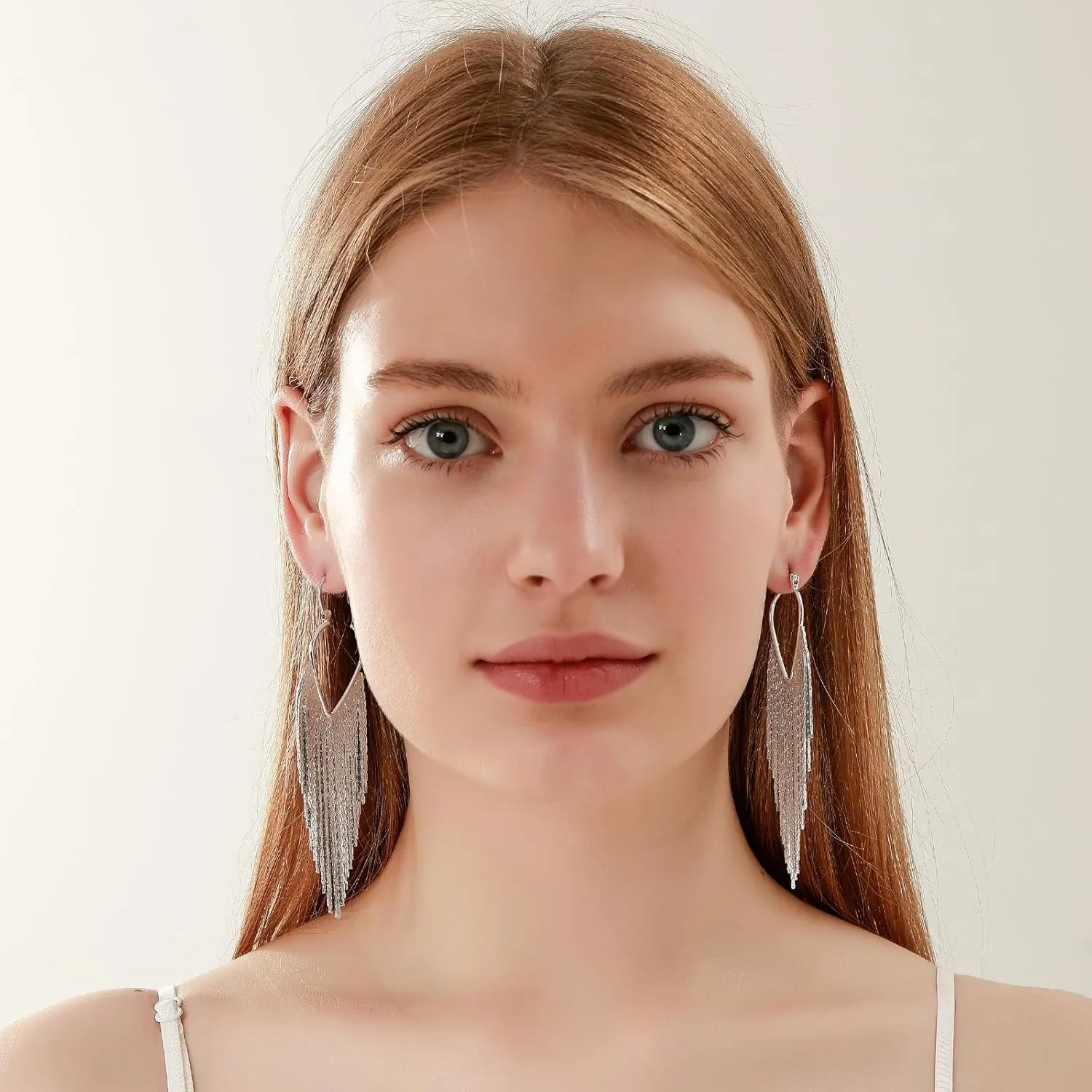 Ritach Silver Tassel Earrings Dangling for Women Long Gold Formal Fringe Dangle Earrings Statement Chain Chandelier Trendy Jewelry for Party Prom