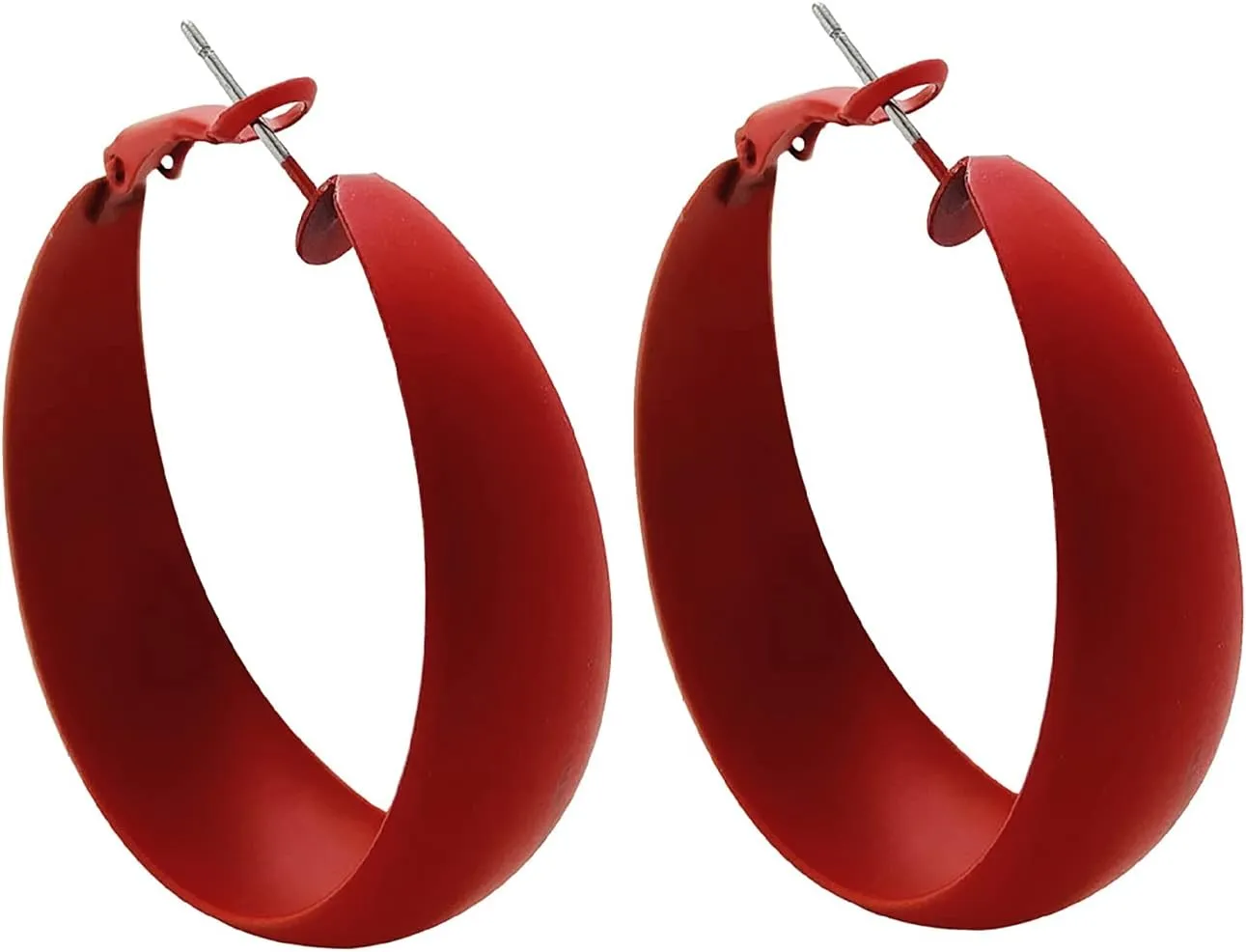 ROSTIVO Hoop Earrings for Women Wide Large Hoop Earrings (Red)