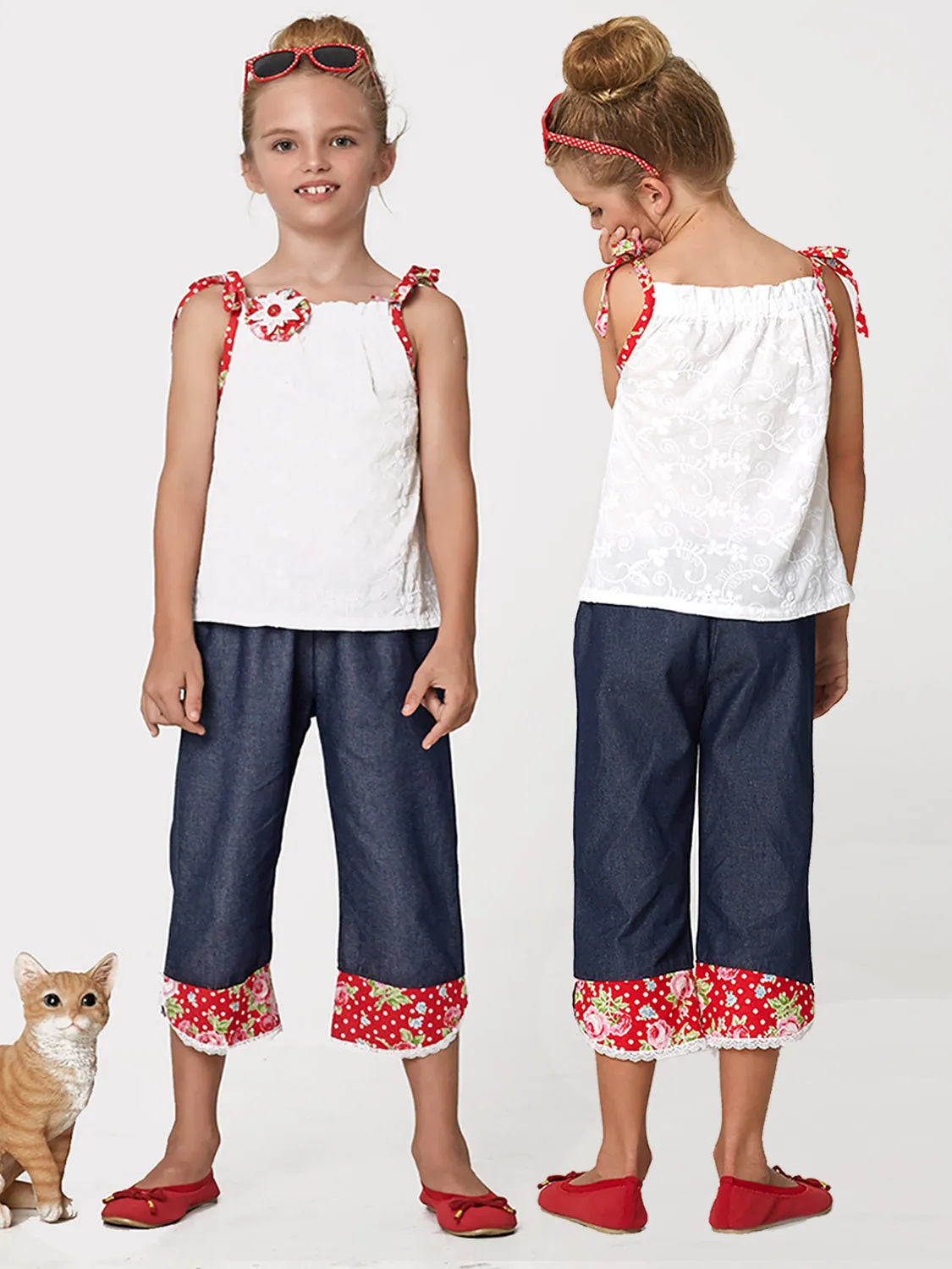 RUBY - Girls Capri Pants Sewing Pattern - 2 cuff styles