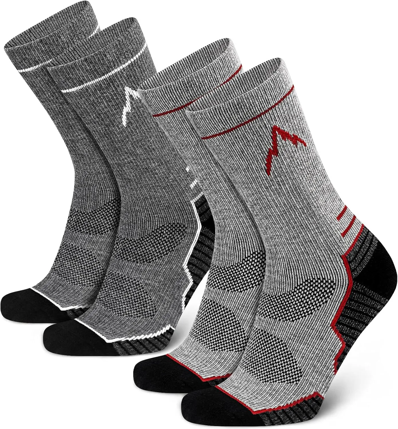SIXDAYSOX Mens Merino Wool Hiking Socks, Moisture Wicking Cushioned Hiking Socks for Outdoor Trekking Cycling, 2 Pairs