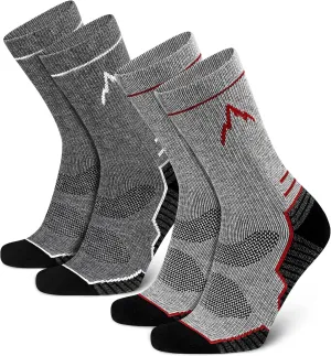 SIXDAYSOX Mens Merino Wool Hiking Socks, Moisture Wicking Cushioned Hiking Socks for Outdoor Trekking Cycling, 2 Pairs