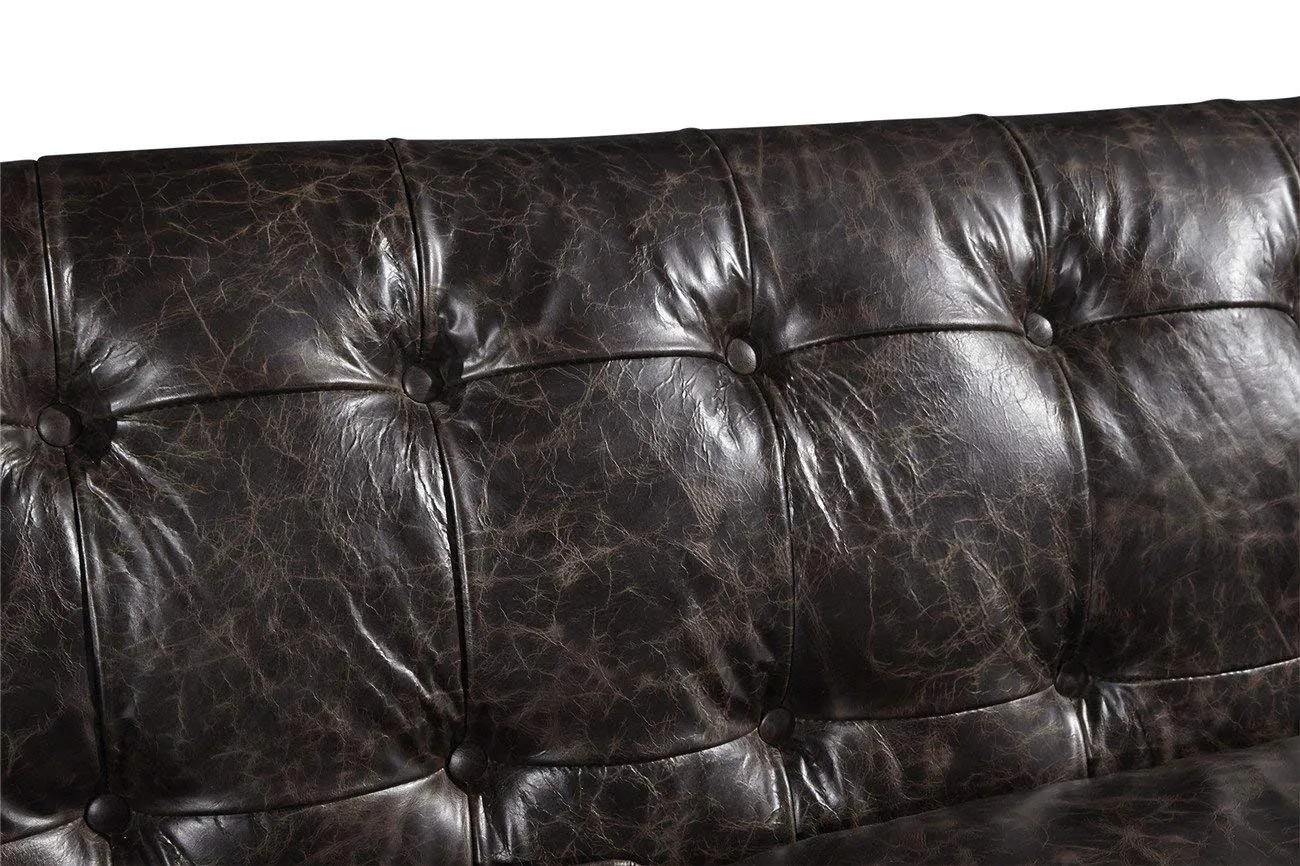 Tuxedo Leather Sofa - Dark Brown