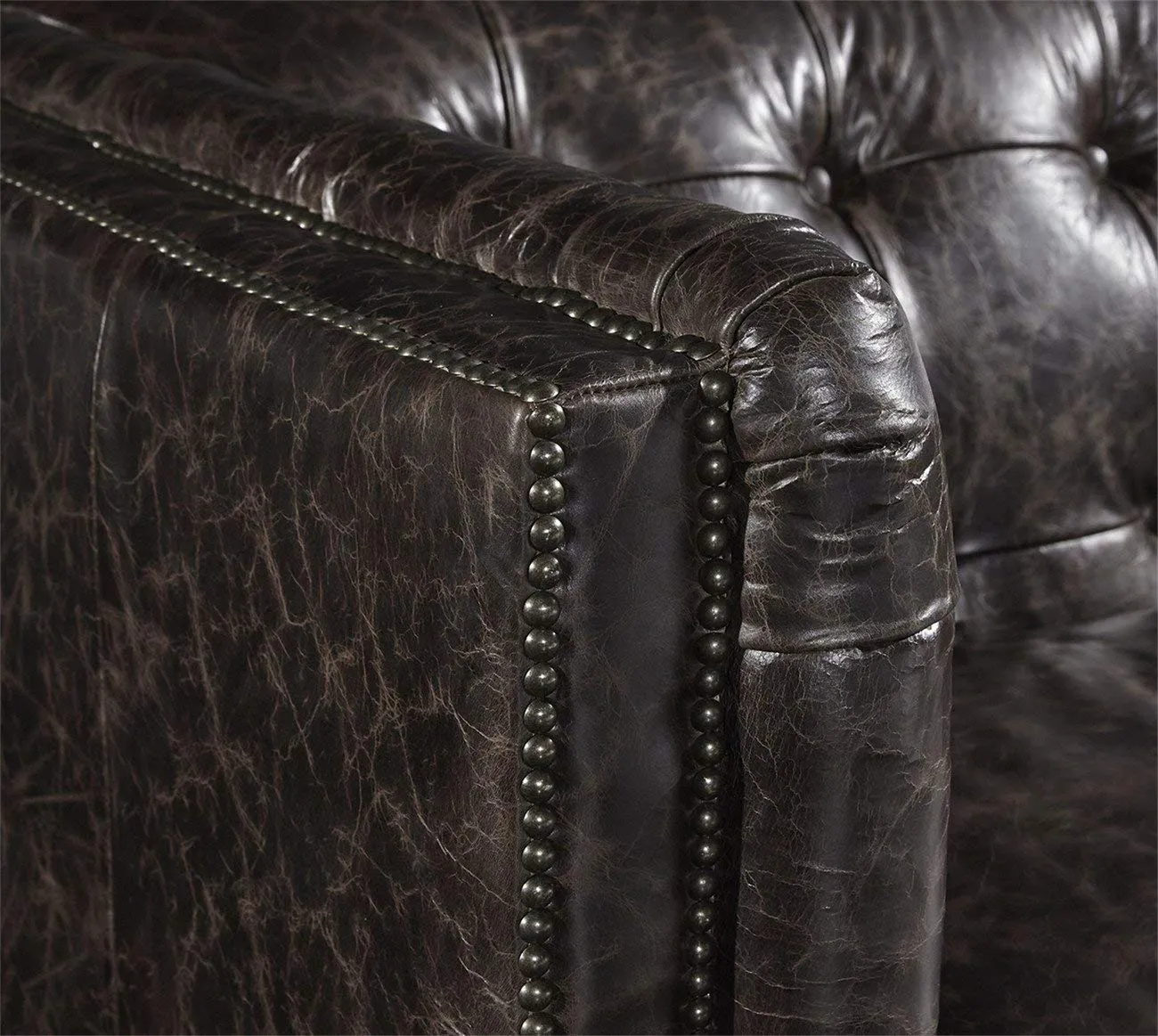 Tuxedo Leather Sofa - Dark Brown