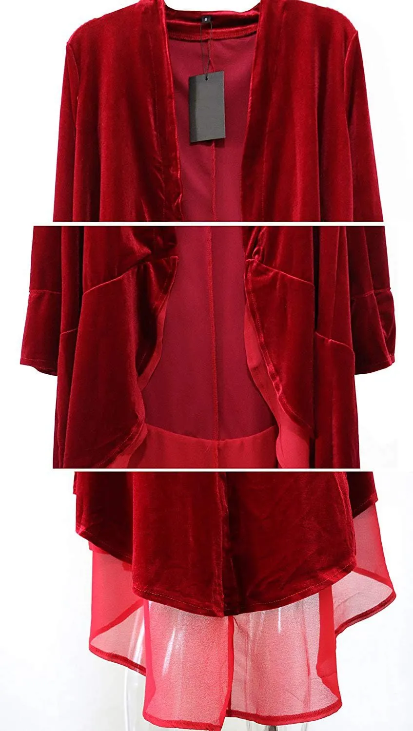 Women Ruffled Asymmetric Long Velvet Blazers Coat Casual Jackets
