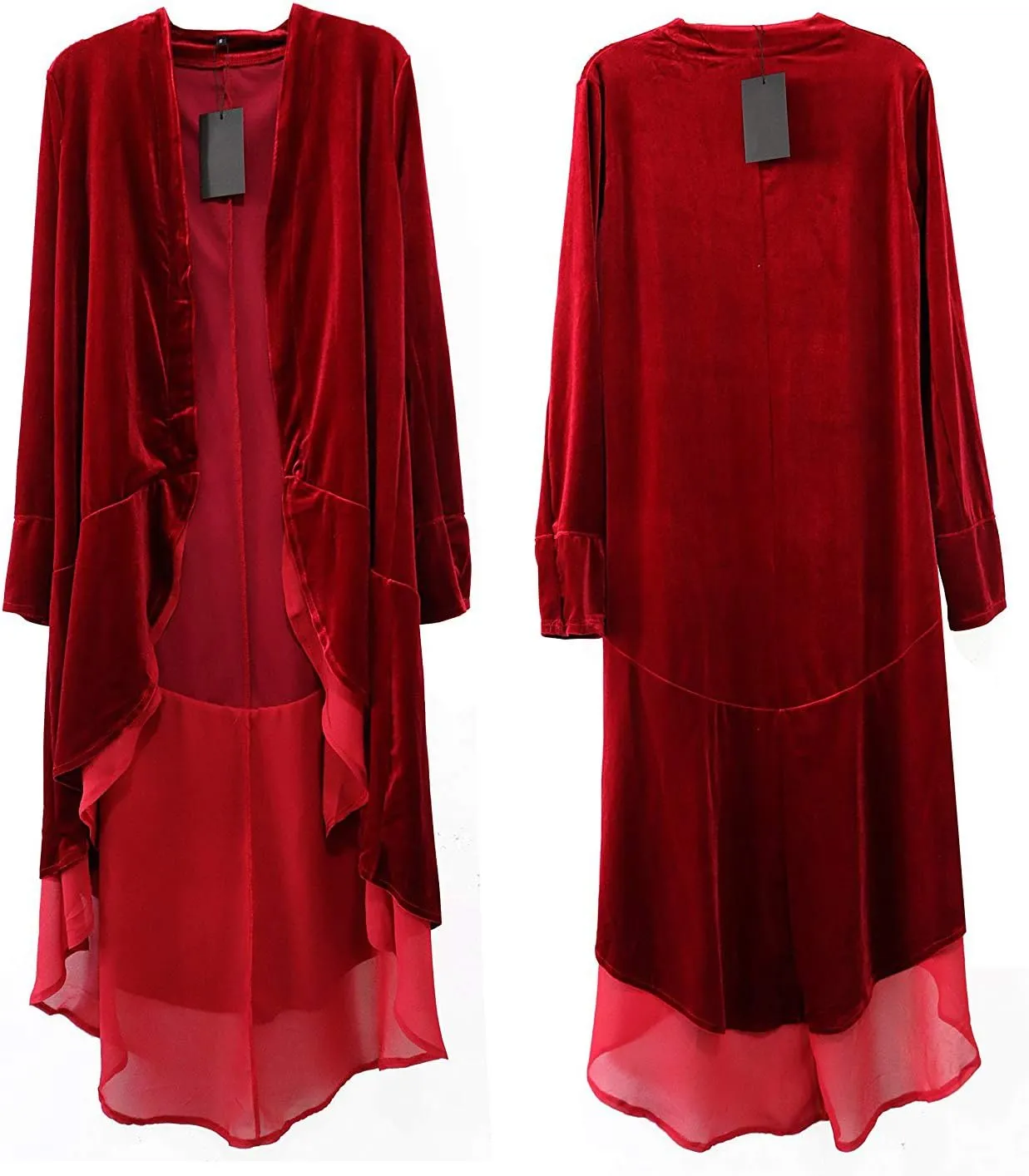 Women Ruffled Asymmetric Long Velvet Blazers Coat Casual Jackets